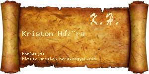 Kriston Héra névjegykártya
